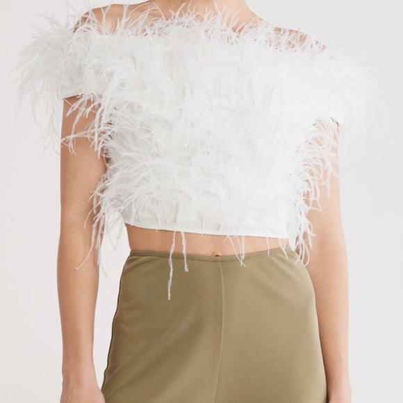 Cult Gaia White Feathered off should crop top - Picture 5 of 7